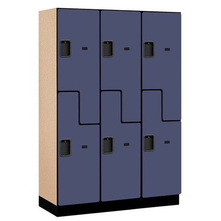 Salsbury Industries 2 Tier 'S' Designer Locker, 54"Wx76"Hx18"D, 6 Door, Blue 18-27368BLU